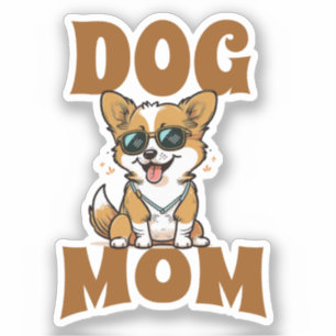 Sticker Corgi mignon porter lunettes de soleil Chien Maman