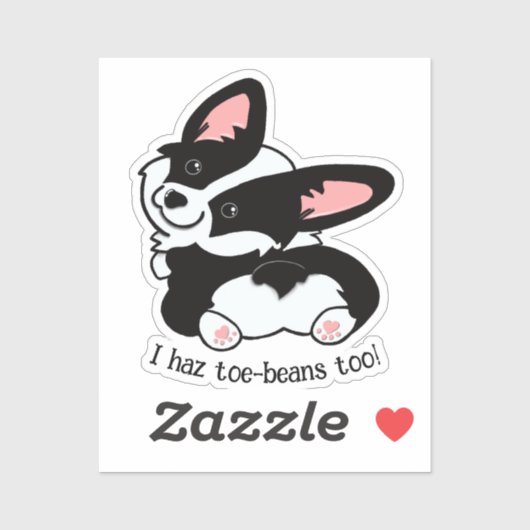 Sticker Corgi mou aux haricots (Feuille)