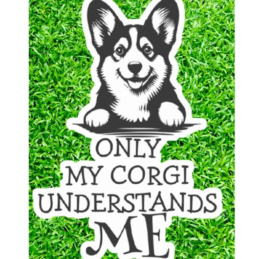 Sticker Corgi noir et blanc me comprend Thème