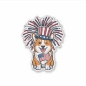 Sticker Corgi patriote Feu d'artifice Chien Conception vec (Devant)