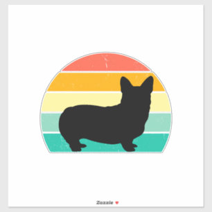 Sticker Corgi Sunset Retro