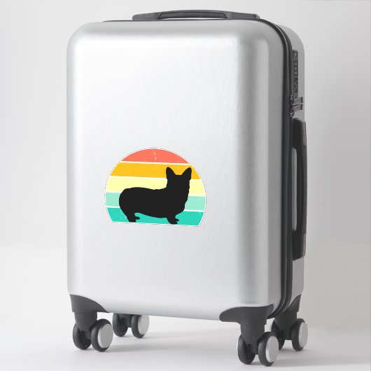 Sticker Corgi Sunset Retro (Sur valise)