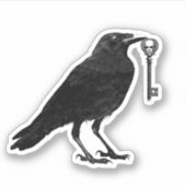 Sticker Corneille Noire Avec Clé Squelette En Pierre (Devant)
