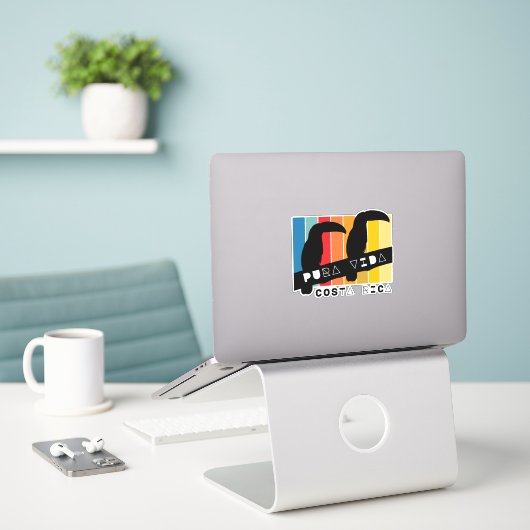 Sticker Costa Rica Coloré Toucan Pura Vida (Ordinateur portable sur le bureau)