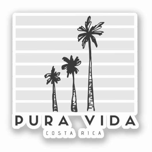 Sticker Costa Rica Pura Vida Palm Tree Souvenir (Recto)