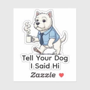 Sticker Costume de café pour chien West Highland Whit drôl