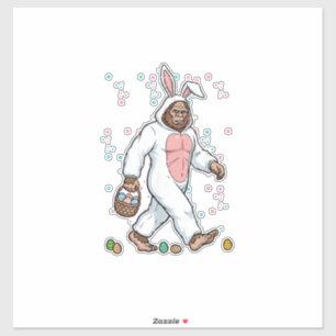 Sticker Costume de lapin de Pâques Bigfoot drôle Sasquatch