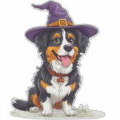Sticker Costume de sorcière pour chiot drôle Thème de chie (Devant)