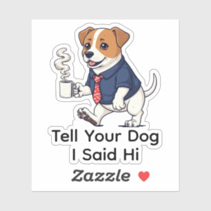 Sticker Costume drôle de Jack Russell Terrier en costume p