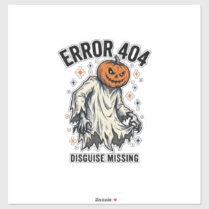 Sticker Costume Halloween 404 Citrouille Fantôme Erreur De