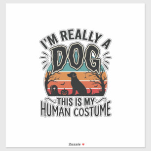 Sticker Costume Humain Chien Drôle Halloween Vintage Chien