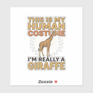 Sticker Costume Humain de Girafe Drôle Gravure Vintage Shi