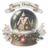 Sticker Cosy Christmas Snow Globe Cottage Scène (Devant)