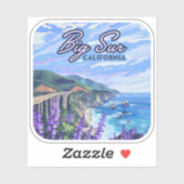 Sticker Côte de Big Sur Californie Retro Côte Ouest (Feuille)