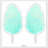 Sticker Coton bonbon aquarelle mignon vert turquoise or fi (Feuille)