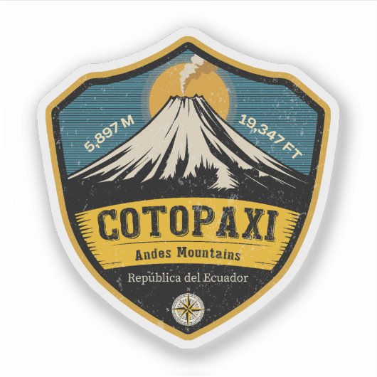 Sticker Cotopaxi Volcano Ecuador National Park Badge (Devant)