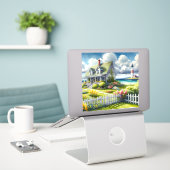 Sticker Cottage avec vue sur le phare (Ordinateur portable sur le bureau)