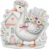 Sticker Cottage Goose Floral House Scène (Devant)