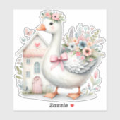 Sticker Cottage Goose Floral House Scène (Feuille)