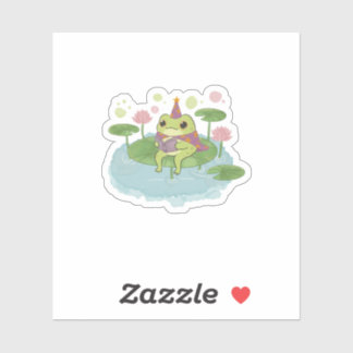 Sticker Cottagecore Frog Wizard Reading Book Art Print