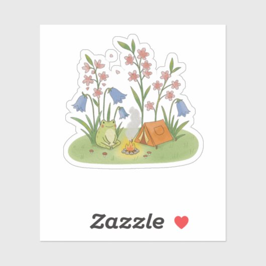 Sticker Cottagecore Grenouille Camping (Feuille)