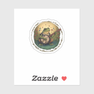 Sticker Cottagecore Grenouille Jouant du Banjo Goblincore 