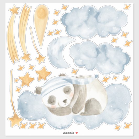 Sticker Couchage Panda Ours Enfants Chambre Ensemble de mu (Feuille)