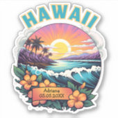 Sticker Coucher de soleil à Hawaii Beach Mountains Plumeri (Devant)