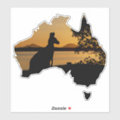 Sticker Coucher de soleil Australie noir, blanc et or Kang (Feuille)