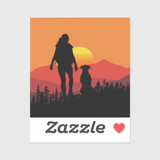 Sticker Coucher de soleil avec mon chien (Feuille)