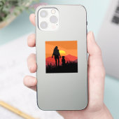 Sticker Coucher de soleil avec mon chien (Téléphone)