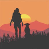 Sticker Coucher de soleil avec mon chien (Recto)