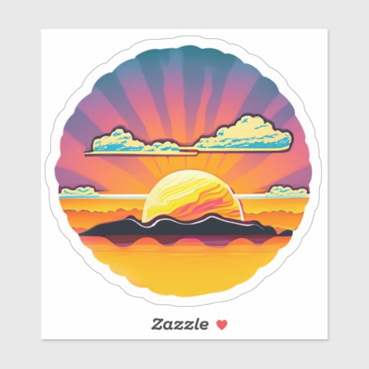 Sticker Coucher de soleil coloré en coque (Feuille)