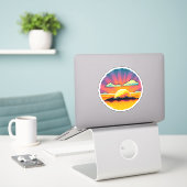 Sticker Coucher de soleil coloré en coque (Ordinateur portable sur le bureau)