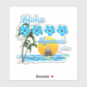 Sticker Coucher de soleil d'Aloha Hawaii (Feuille)