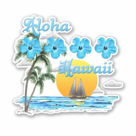 Sticker Coucher de soleil d'Aloha Hawaii (Devant)