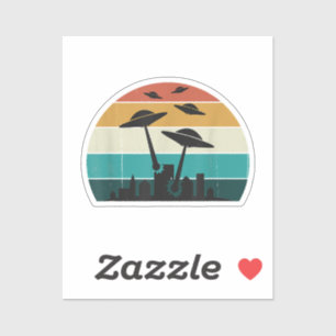 Sticker Coucher de soleil d'attaque UFO rétro - Sauc volan