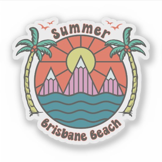 Sticker Coucher de soleil de la plage de Brisbane (Devant)
