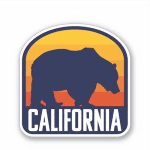 Sticker Coucher de soleil en Californie avec silhouette d'