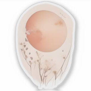 Sticker Coucher de soleil éthérée avec Fleurs sauvages