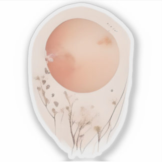 Sticker Coucher de soleil éthérée avec Fleurs sauvages