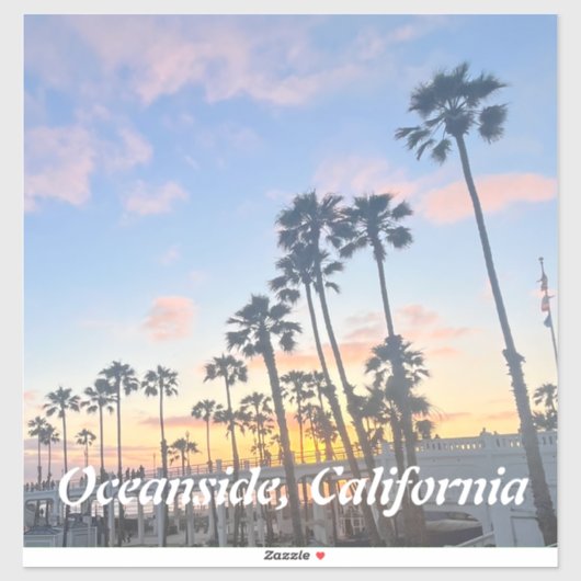 Sticker Coucher de soleil orange en bord de mer en Califor (Feuille)