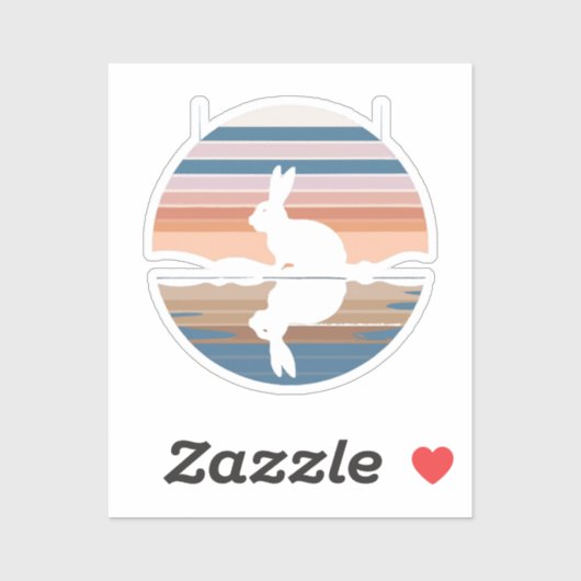 Sticker Coucher de soleil rétro de lapin (Feuille)