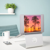 Sticker Coucher de soleil sur le palmier de Californie (Ordinateur portable sur le bureau)