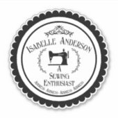 Sticker Coudre l'enthousiaste noir blanc (Devant)