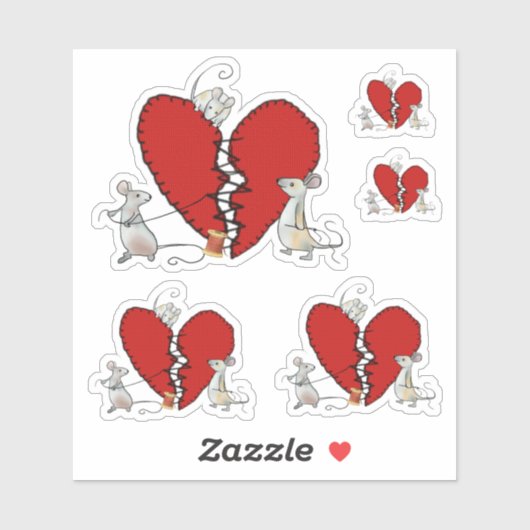 Sticker Coudre un cœur brisé (Feuille)