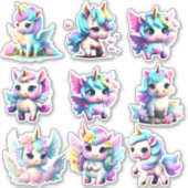 Sticker Couleur arc-en-ciel unicorne bébé mignonne (Devant)