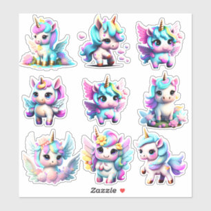 Sticker Couleur arc-en-ciel unicorne bébé mignonne