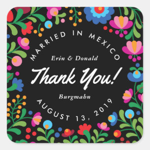 Sticker couleur broderie mexicaine sur noir