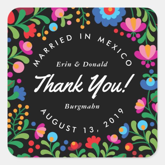 Sticker couleur broderie mexicaine sur noir (Devant)